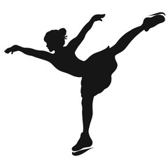 Black silhouette of a girl dancing on a skating rink