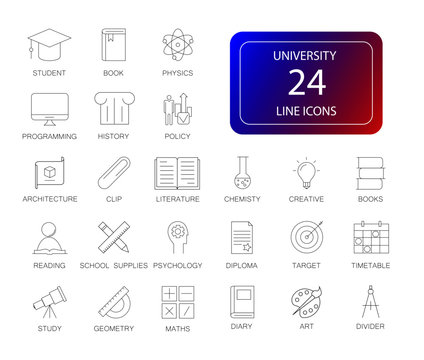 Line icons set. University pack. Vector illustration
