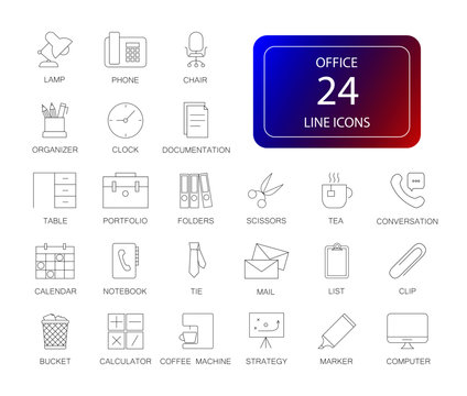 Line icons set. Office pack. Vector illustration