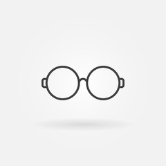 Round glasses outline icon. Vector eyeglasses sign