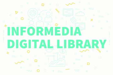 Conceptual business illustration with the words informedia digital library