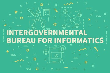 Conceptual business illustration with the words intergovernmental bureau for informatics