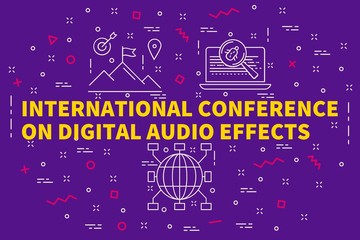 Conceptual business illustration with the words international conference on digital audio effects