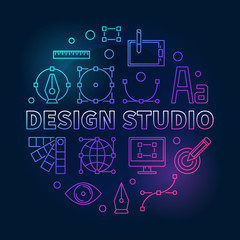 Design studio colorful round vector illustration
