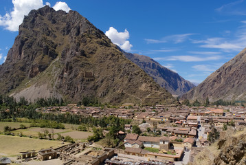 the city of Ollantaytambo in the cuzco region of Peru