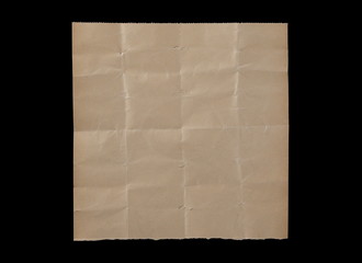 Crumpled cardboard paper isolated on black background, clipping path
