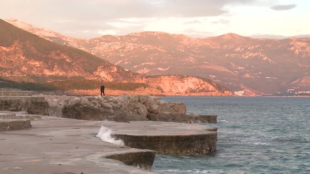 sunset on stone sea baech