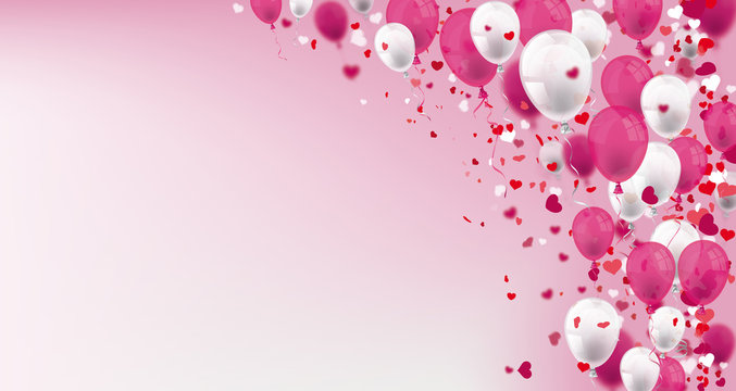 Valentinstag Banner mit Luftballons und Herzen