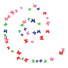 Spring Background with Colorful Butterflies. Simple Feminine Pattern for Card, Invitation, Print. Trendy Decoration with Beautiful Butterfly Silhouettes. Vector Background with Moth