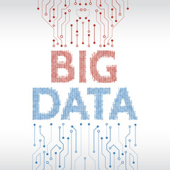 Abstract big data background with binary code and circuit board. Machine learning algorithm visualization. Data sorting vector illustration.