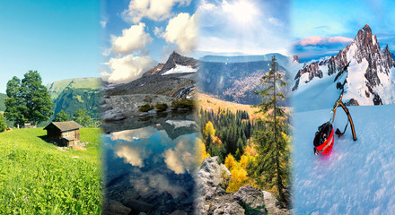 four seasons of year in the mountain