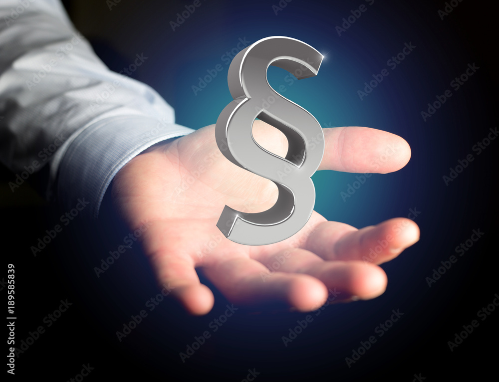 Poster justice and law symbol displayed on a futuristic interface - 3d rendering