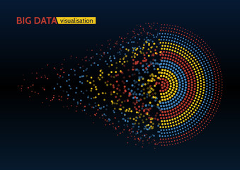 Abstract colorful big data machine learning algorithm visualization.