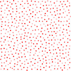 Vector Valentines day seamless pattern with red small soft hearts isolated on white background.  Design backdrop for Wedding Invitation Card. Vector illustration EPS10