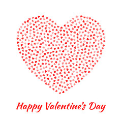 Love heart silhouette from gentle flying red hearts isolated on white background. Valentines Day card design.  Vector illustration EPS10