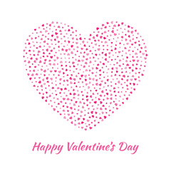 Love heart silhouette from gentle flying pink hearts isolated on white background. Valentines Day card design.  Vector illustration EPS10