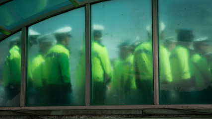 Police suppressing the demonstrations