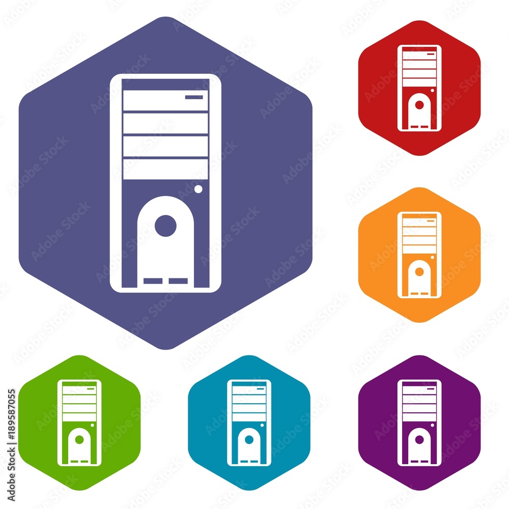Poster computer system unit icons set