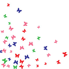 Spring Background with Colorful Butterflies. Simple Feminine Pattern for Card, Invitation, Print. Trendy Decoration with Beautiful Butterfly Silhouettes. Vector Background with Moth