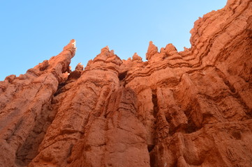 Fototapeta na wymiar Highest Walls Of Hodes In Bryce Canyon Formations Of Hodes. Geology. Travel.Nature. June 25, 2017. Bryce Canyon. Utah. Arizona. USA EEUU.