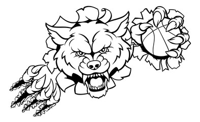 Wolf Basketball Mascot Breaking Background