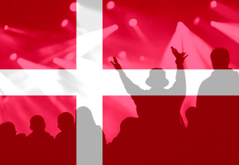 Football fans with blending Denmark flag
