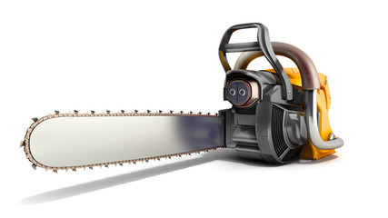 Chainsaw on white background 3d illustration