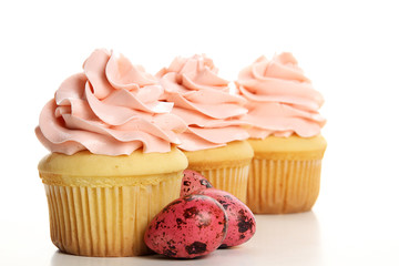 Easter cupcakes and Easter decor isolated