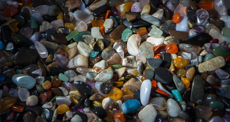 background from multicolored polished stones background