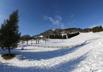 mountains with white snow in winter