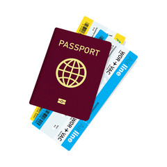 passport with tickets, passport and boarding pass tickets icon