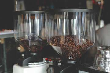 Coffee beans in blender.