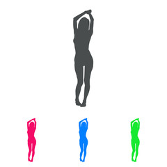 Icono plano silueta chica desnuda de pie en varios colores