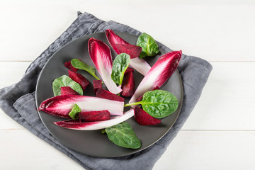 Process of making healthy salad from different greens and halloumi cheese