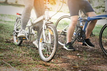 Naklejka premium Sport men cyclist riding bike