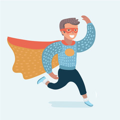 Vector illustration of Superhero boy waving hand