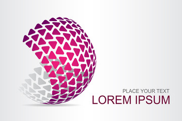 Logo stylized spherical surface with abstract shapes