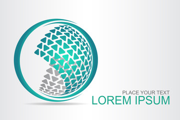 Logo stylized spherical surface with abstract shapes