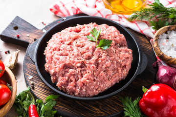 Minced meat and ingredients.