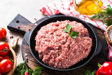 Minced meat and ingredients.