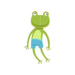 Cute soft frogling plush toy, stuffed cartoon animal vector Illustration