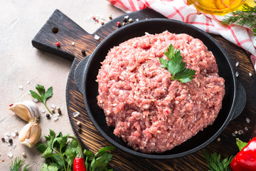 Minced meat and ingredients.