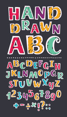Colorful kids abc with marker strokes texture. 