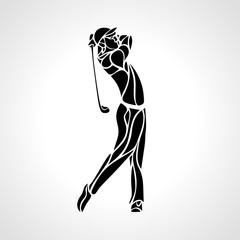 Silhouette of golf player. Vector eps8