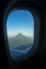Mount Mayon Volcano View From The Airplane Window Seat