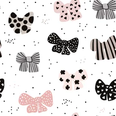 Zelfklevend Fotobehang Seamless hand drawn pattern with bows. Fashion trendy texture.Great for fabric and textile. Vector Illustration © solodkayamari