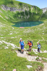 gutgelaunte Frauengruppe beim Wandern im Allgäu