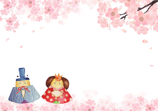 ひな祭り 背景 フレーム 水彩 イラスト Stock イラスト Adobe Stock