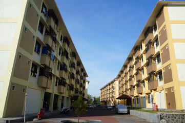 scenery four flat building area outside view © oni