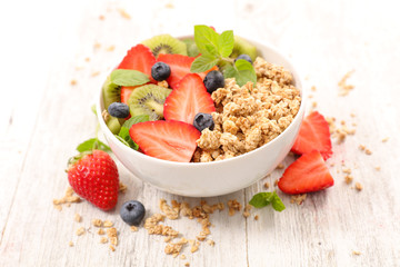 muesli and fruit for healthy breakfast